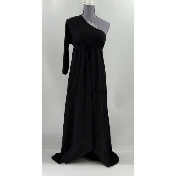 TUCKER Graceful Elegance Black One-Shoulder Long Sleeve Maxi Dress SIZE SMALL - Picture 2 of 14